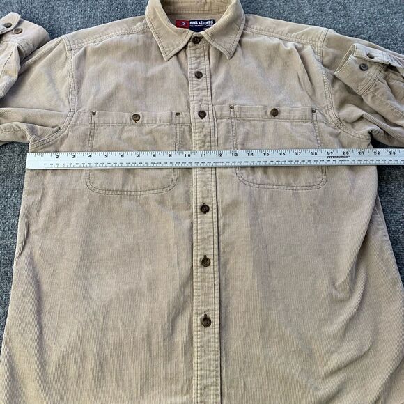 Reel Legends Corduroy Shirt Mens Medium Brown Button Up Casual Long Sleeve - Picture 6 of 12